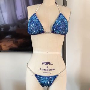 Angel Competition STUNNING Swarovski crystal custom blue purple show bikini
